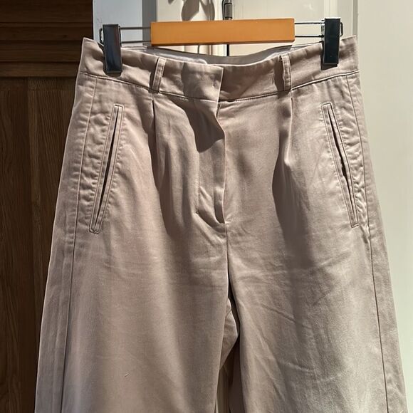 SSENSE S Maxmara beige pleated wide leg crop pants 4 small - Picture 4 of 16